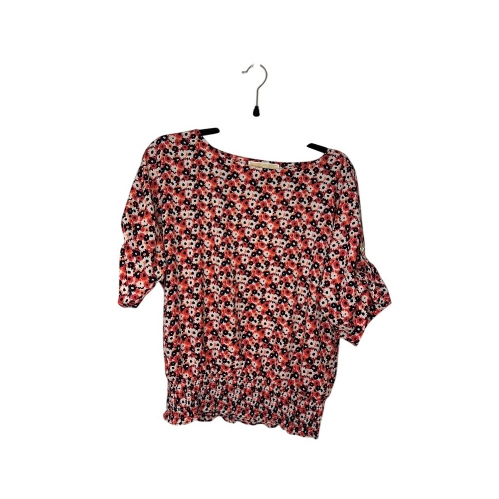 Michael Kors Floral Print Smocked Waist 3/4 Sleeve Blouse Top. NWT - Picture 1 of 10